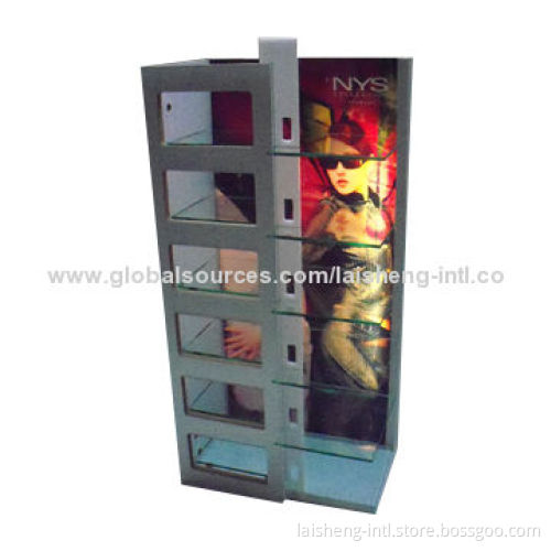 Wooden Display Shelves with Light, White Lamination
